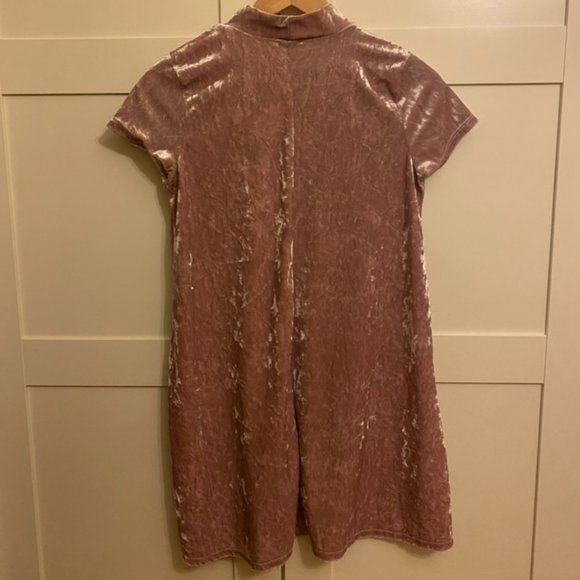 Velvet Light Pink Choker Mini Skater Dress - Picture 2 of 2